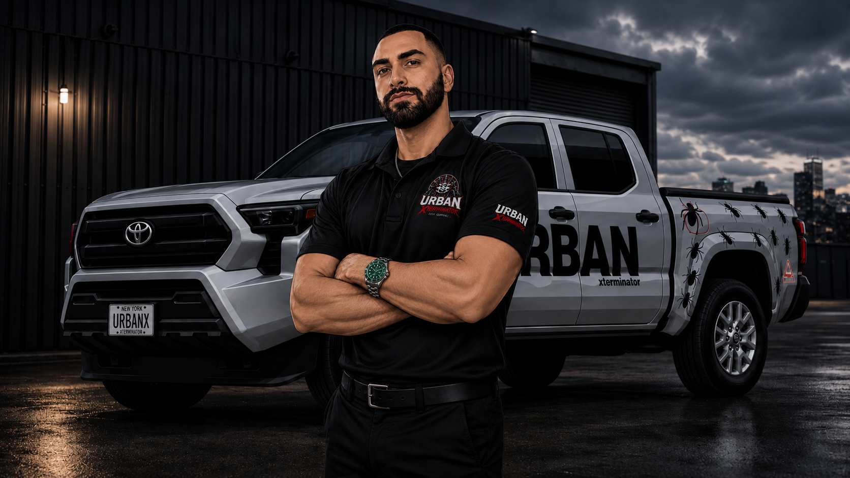 Jose from Urbanxterminator with his pest control service truck in the Hudson Valley
